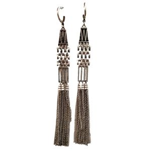 NEW Free People Long Silvertone Dangle Earrings $40 Retail